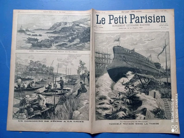 LE PETIT PARISIEN journal 491 1898 catastrophe de blackwall noyade