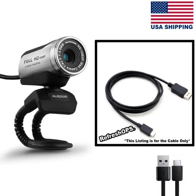 AUSDOM AF225 HD 1080P Webcam USB Cable Transfer Cord Replacement