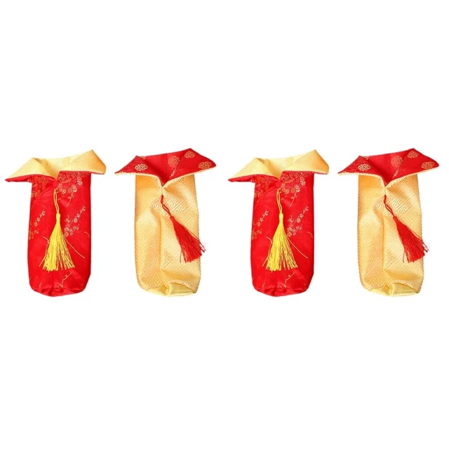 4 Pcs De Bouteille Nouvel An Vin Robe Chinoise Sac Dîner