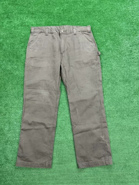 CARHARTT RELAXED FIT Canvas Work Pants Brown 40x30 $19.99 - PicClick