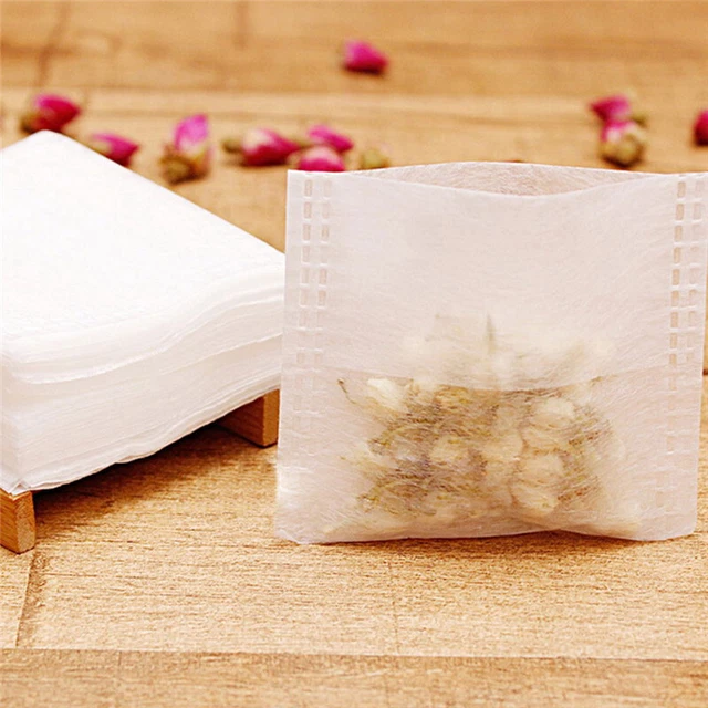 100X Empty Tea Bags Corn Fiber Fold Close Heat Seal Filter Paper Tea InfuH'AU