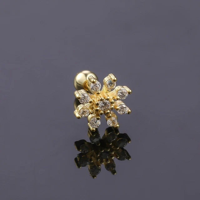 1Pcs Fashion Flower Zircon Ear Bone Nail Spiral Stud Earrings For Women