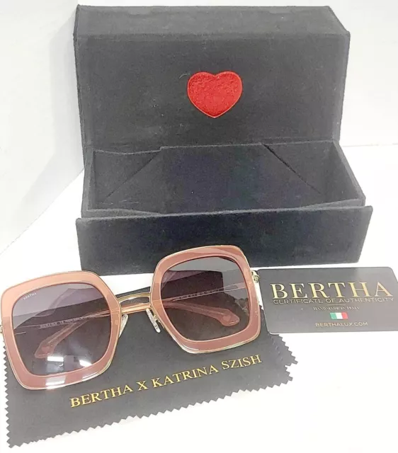 Bertha Ellie Pink Acetate Square Sunglasses- New