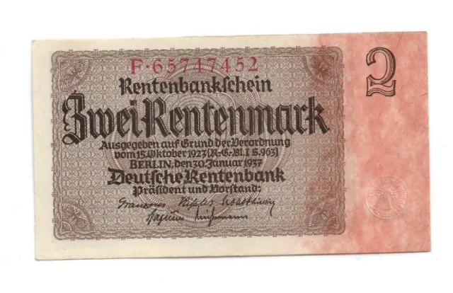 2 Rentenmark 1937 Ro. 167b UNC