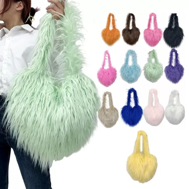 Love Shape Plush Shoulder Bag Large Capacity Heart Crossbody Bag  Female/Girls