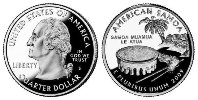 2009 S Gem Bu Proof American Samoa Key Date State Pr/Pf Us Quarter Unc Coin#3833