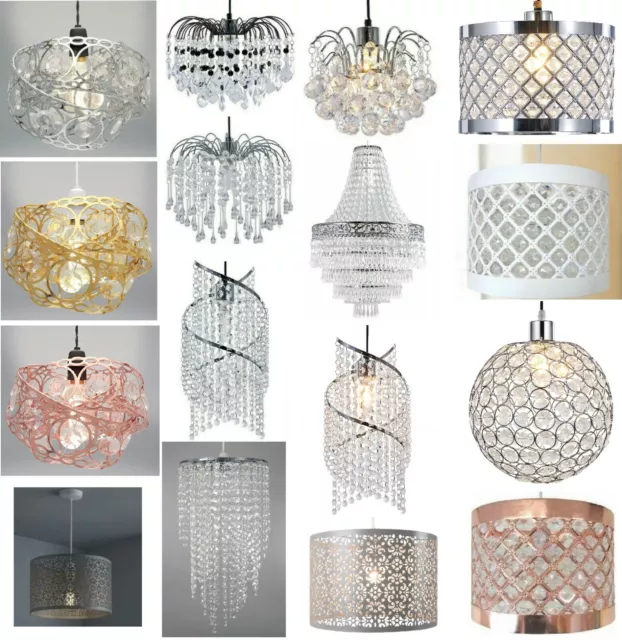 Modern Chandelier Acrylic Crystal Light Shades Beaded Droplet Ceiling Pendant