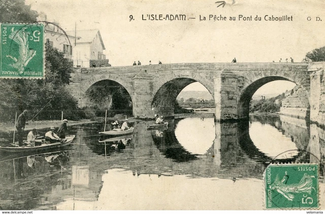 S9670 cpa 95 L'Isle Adam - La Pêche au Pont de Cabouillet