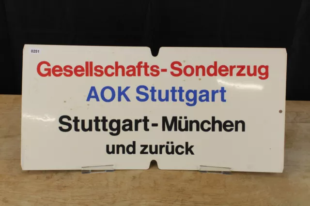 Zuglaufschild DB 61x29 cm, Gesellschafts-Sonderzug AOK Stuttgart- München