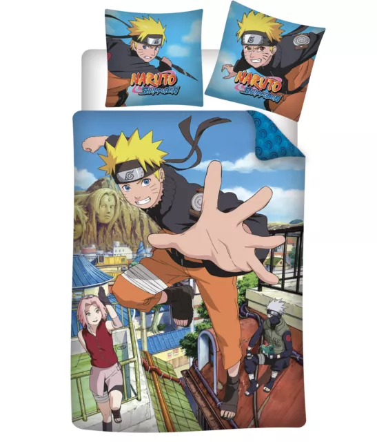 Naruto Shippuden Linge de Lit Réversible Set 135 X 200 CM 100% Coton