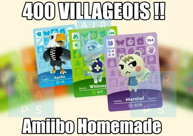 Carte Amiibo Animal Crossing,60pcs top60 Rond Jeu Cartes de Villageois de  Caractères Rares pour Animal Crossing New Horizons
