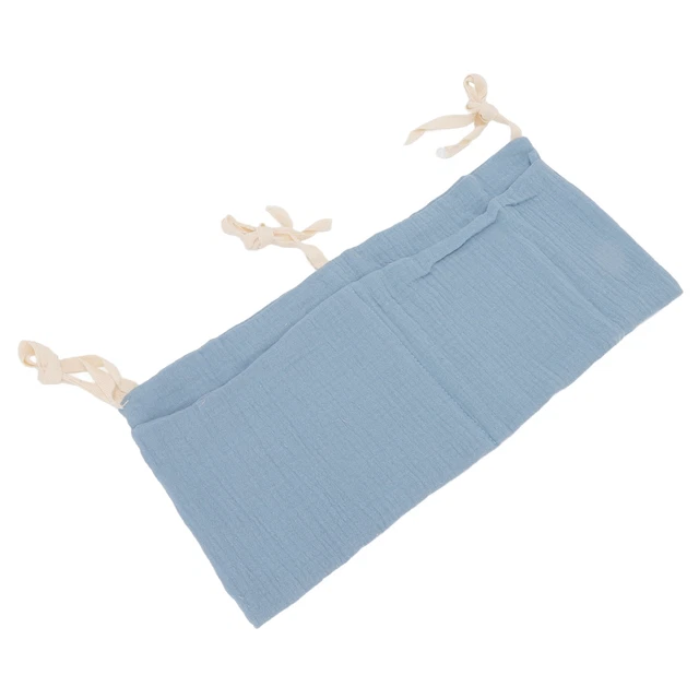 (Dark Blue)Baby Bed Hanging Bag Baby Bedside Toy Bag Pure Cotton Cloth Storage