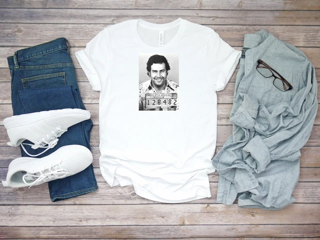 Pablo Escobar Mugshot Columbia Cartel funny Short sleeve White Men T-Shirt K512