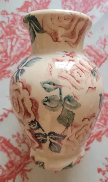 Rare Early Emma Bridgewater 6” Rose Chintz Flower Vase Spongeware 1986-1989