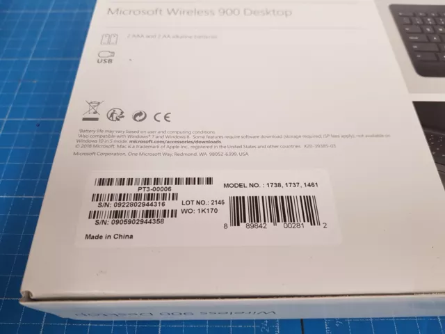 Microsoft Wireless Desktop 900 Kabellos UK Tastatur und Maus Kombo Set 3