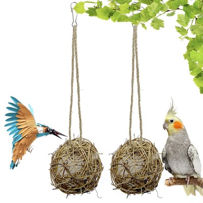 3x Globe Colibri Nids En Peluche Rotin Boules Cage Bite Pet de Nidification 