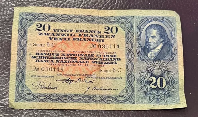 Billet 20 Francs 22-06-1931  Suisse