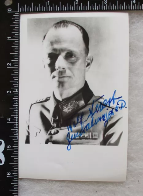 Ww2 German Army Knights Cross General Wolf Ewert Signed Photo Autograph