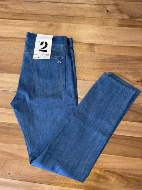 Rag & Bone Jeans Mens 31 X 32 Fit 2 Raw Denim Japanese Selvedge Slim Fit $225