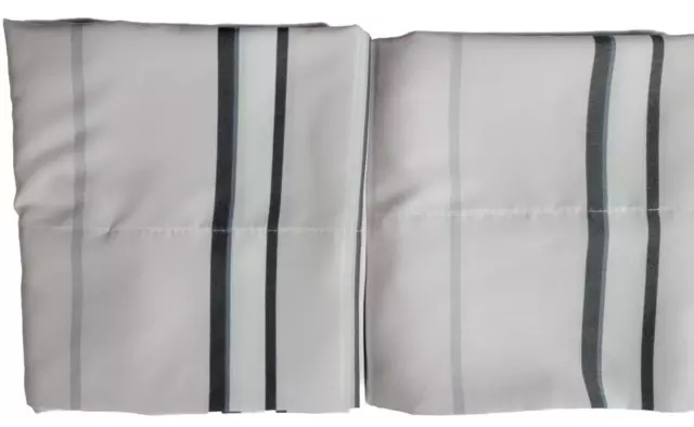 2 Pillowcases By Southshore White/grey Stripe 100% Polyester Microfiber Stan/que