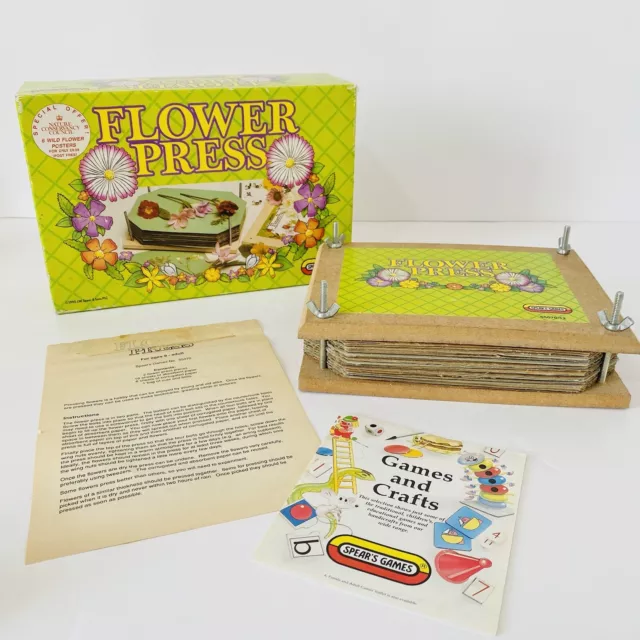 Vintage Wooden Flower Press Boxed 1990 Spears Games  VGC Crafting Gift Idea