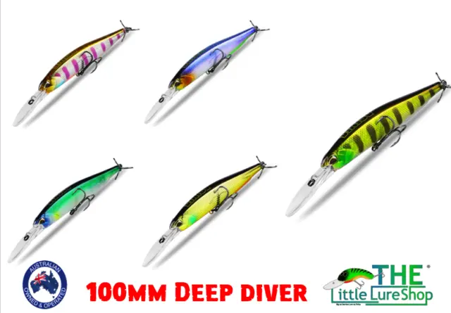 Deep Diving Lures 100mm Hard Body Minnow Barra, Mangrove Jack, Snapper