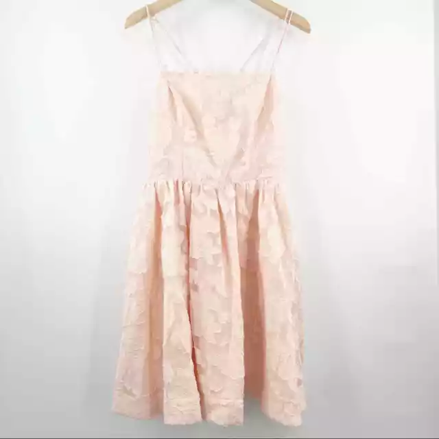 KEEPSAKE THE LABEL Dress SZ 8 Offset Fit & Flare Embroidered Ruffle Pink NWT