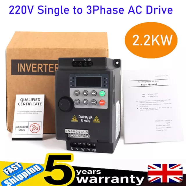 2.2KW 3HP 220V Variable Frequency Drive Inverter Converter VFD Single To 3 Phase