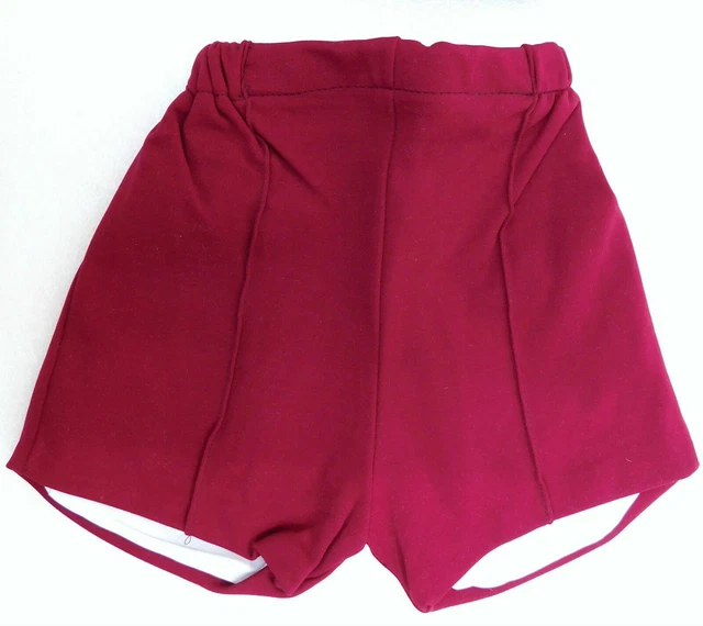 Pantaloncini vintage scuola PE rosso chiaro età 5 6 INUTILIZZATI ANNI '70 nylon bambini bambina