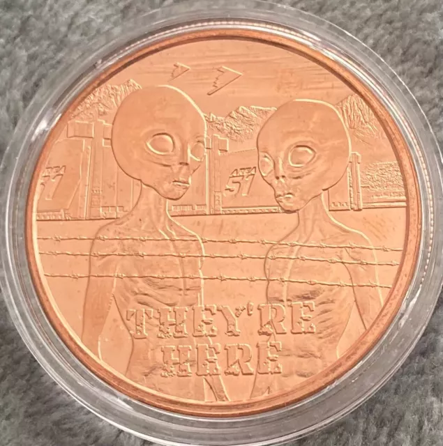 Münze Aliens THEY`RE HERE  1 Oz Unze AVDP 999er Kupfer Copper