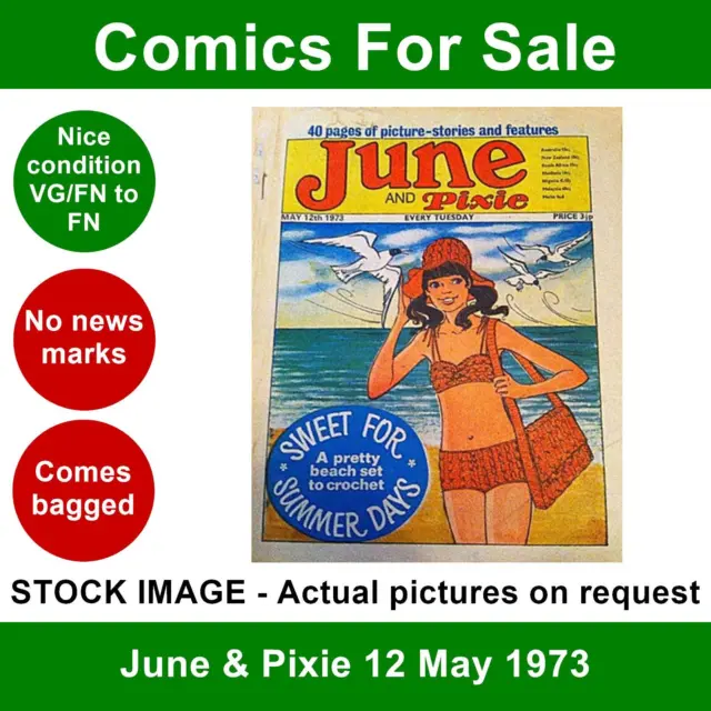 June & Pixie 12 May 1973 comic - Nice VG/FN clean 12 May 1973 - Donny Osmond