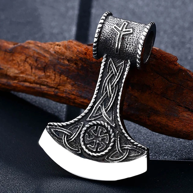 Fashion Stainless Steel Amulet Pendant Necklace Axe Legendary Talisman Jewelry