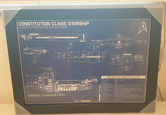 Star trek uss enterprise ncc1701 schematic blueprint A3 artprint in New frame