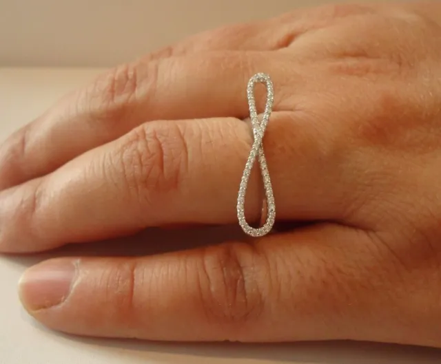 Infinity Design Ring  .75 Ct Lab Created Simulated Diamonds 925 Sterling Silver