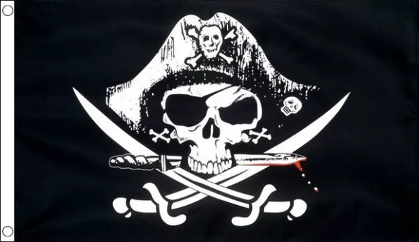 3' x 2' CROSSED SABRES FLAG Pirate Party Jolly Roger Skull and Crossbones