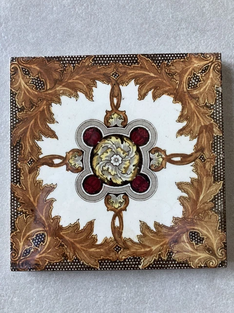 Antique Victorian 6"x 6" Print and Tint Tile Pattern Booths C.1880
