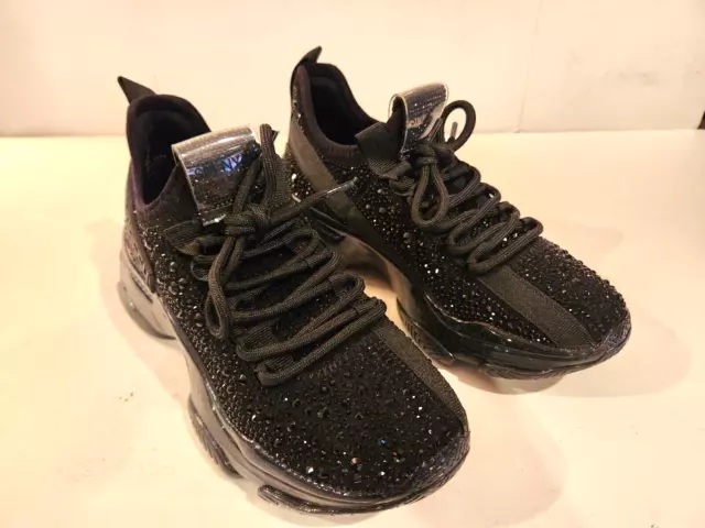 Steve Madden Womens Maxima SM NY90 Black Sneakers Size 5.5 Sparkle