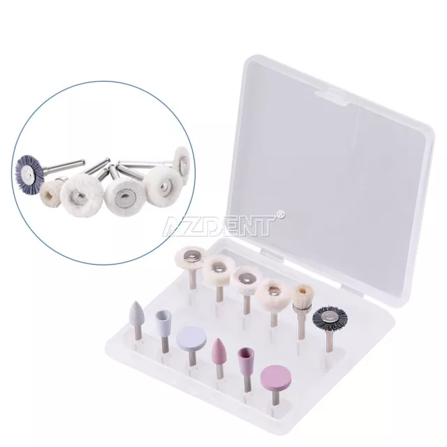 12pcs pulido dental compuesto ra burs para pulir y pulir silicona / fieltro