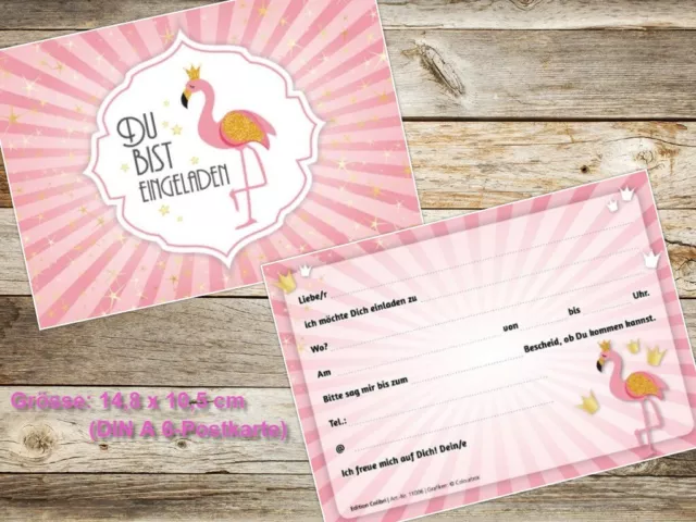 FLAMINGO-PRINZESSIN Einladungskarten Kindergeburtstag Mädchen 3