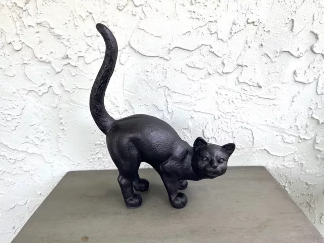 HUBLEY? Cast-Iron Black Arched-Back Cat Doorstop/Bookend