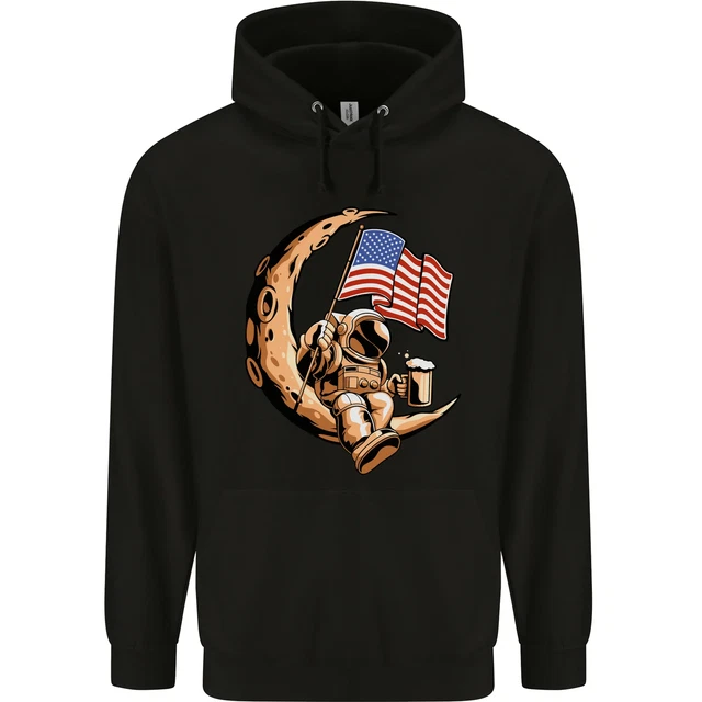 Beer Moon USA Flag Astronaut Space Alcohol Childrens Kids Hoodie