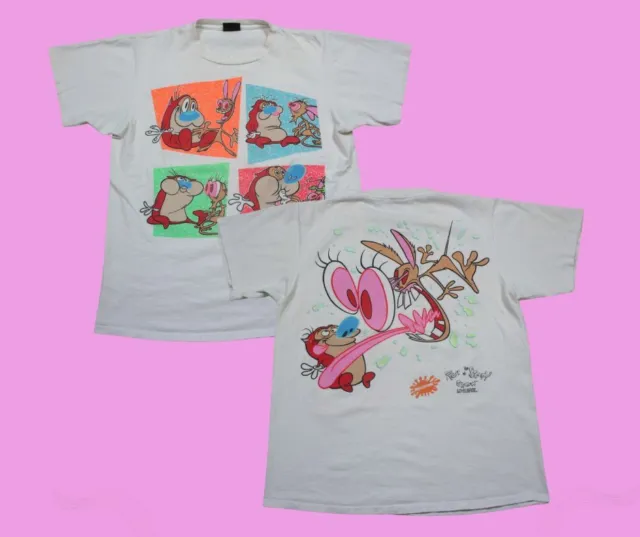 VINTAGE 90’S REN and Stimpy Nickelodeon Cartoon Promo (L) T Shirt MTV ...
