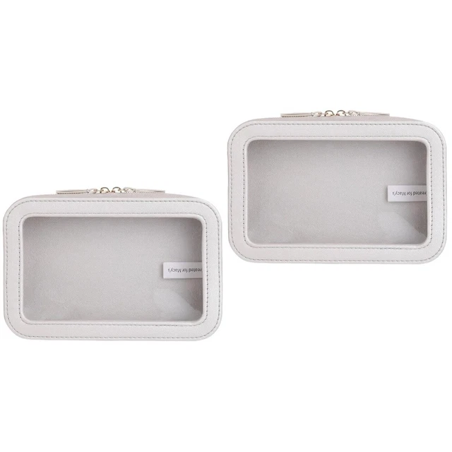 2 PC Toiletry Bag Pu Miss Clear Cosmetic Shaving Kit Travel Laundry Bags