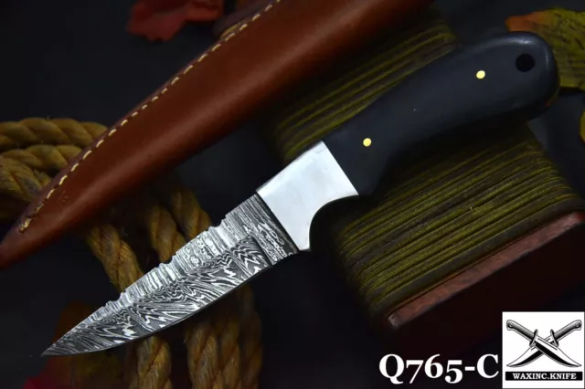 Custom 8.1"OAL Hand Forged Damascus Steel Hunting Knife Handmade (Q765-C)