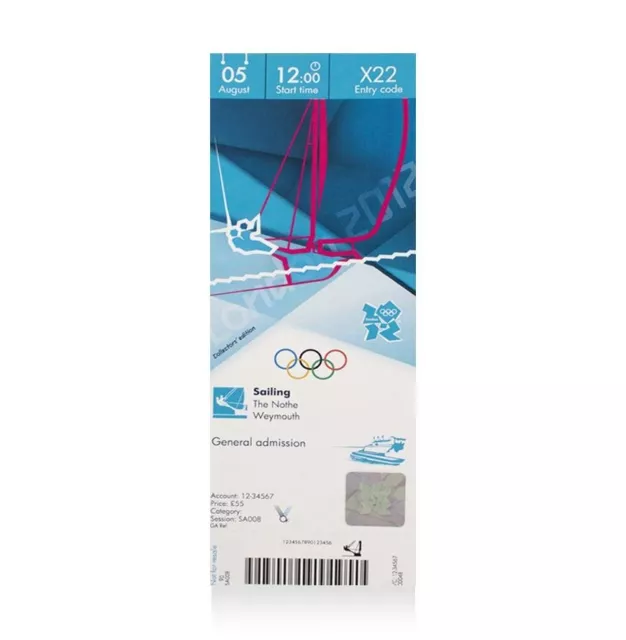 UNSIGNED London 2012 Olympics Ticket: Sailing, August 5th Autograph