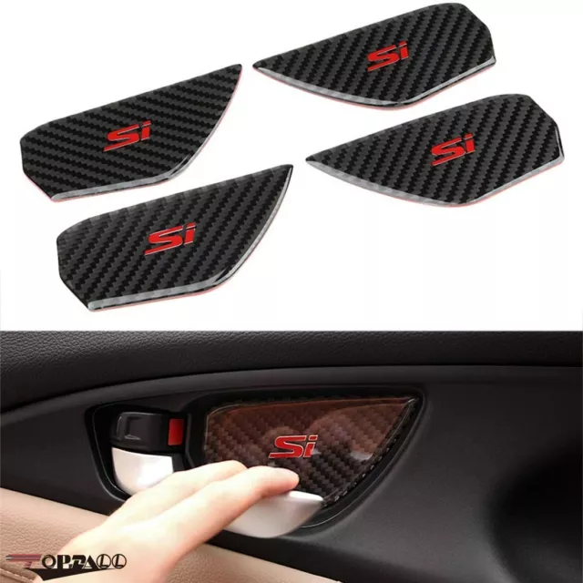 Carbon Fiber Inner Door Handle Bowl Cover Trim Fit for Honda Civic 2016-2021