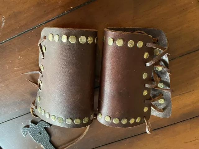 Vintage Tooled Leather Western Cowboy, Harley Davidson Biker Wrist Gauntlets