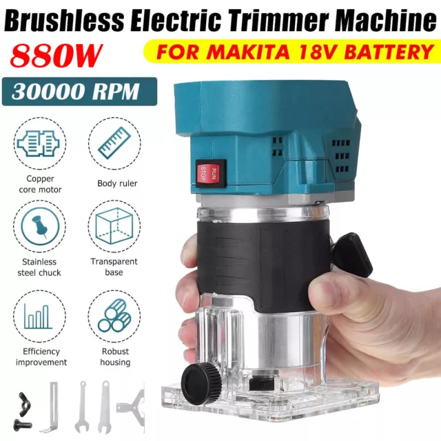 Cordless Brushless Trimmer Woodworking Compact Router For Makita 18V Battery