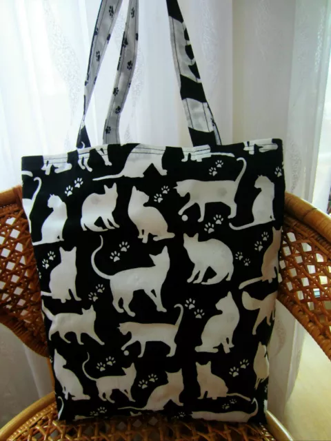 Einkaufstasche,Stofftasche, Beutel, Shopper,Baumwolltasche,Katzen,selbst genäht