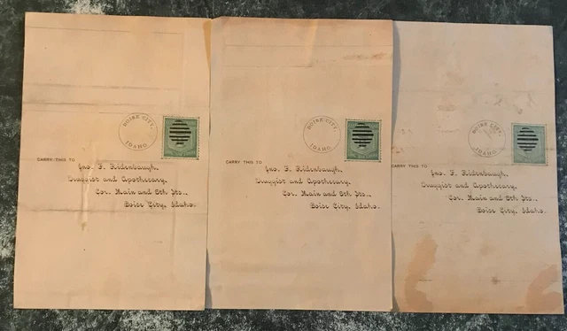 3 vintage Handwritten Rx Drug Prescriptions - Boise Idaho, Ridenbaugh, Druggist